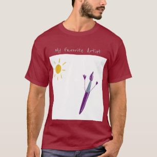 Städa ditt barns teckningar på ett rött Manar s T- T Shirt