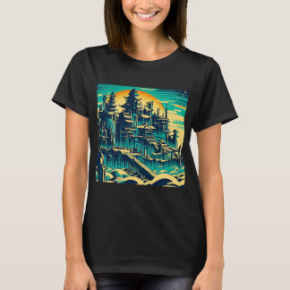 Staden Atlantis 1 - Woodblock Stil T Shirt