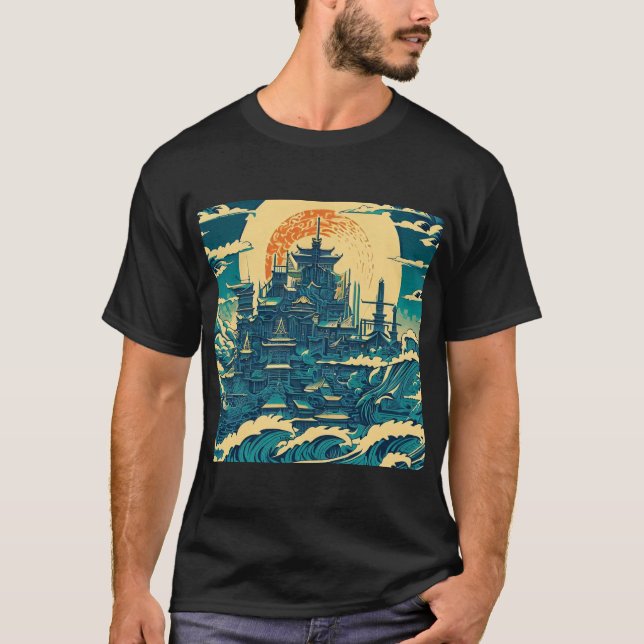 Staden Atlantis 2 - Woodblock Stil T Shirt (Framsida)