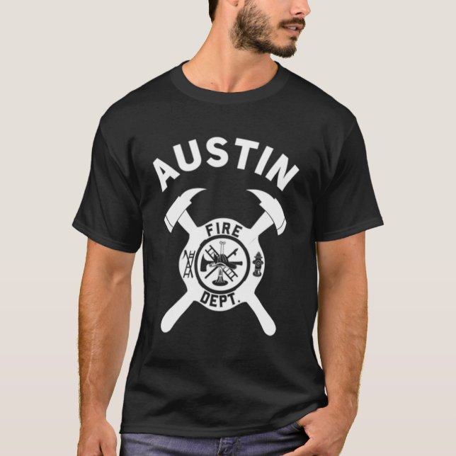 Staden Austin Fire Dept Texas Firefighter T Shirt (Framsida)