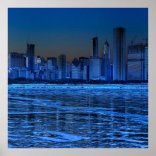 Staden av brett knuffar och Lake Michigan Poster