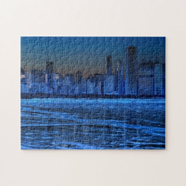 Staden av brett knuffar och Lake Michigan Pussel (Horisontell)