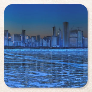 Staden av brett knuffar och Lake Michigan Underlägg Papper Kvadrat