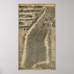 Staden av den New York kartan (1879) Poster