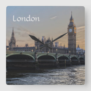 Staden av London England Fyrkantig Klocka