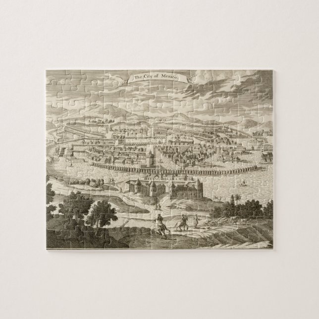 Staden av Mexico, 1723 (gravyr) Pussel (Horisontell)