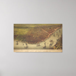 Staden av New Orleans Louisiana från 1885 Canvastryck
