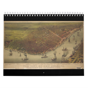 Staden av New Orleans Louisiana från 1885 Kalender
