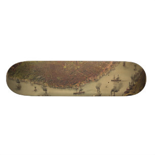Staden av New Orleans Louisiana från 1885 Old School Skateboard Bräda 21,6 Cm