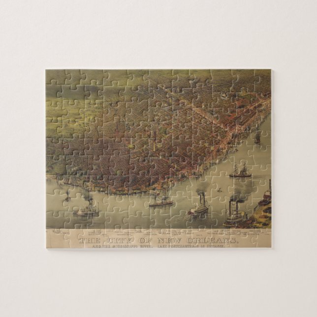 Staden av New Orleans Louisiana från 1885 Pussel (Horisontell)