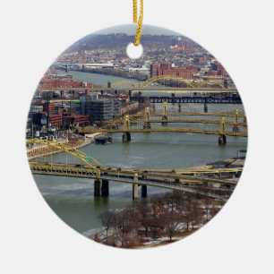 Staden av överbryggar julgransprydnad keramik