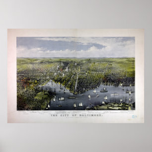 Staden Baltimore by Currier & Ives (1880) Poster