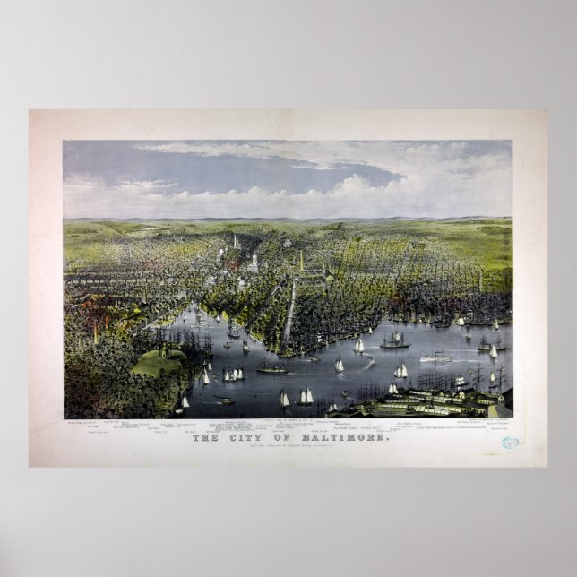 Staden Baltimore by Currier & Ives (1880) Poster (Framsidan)