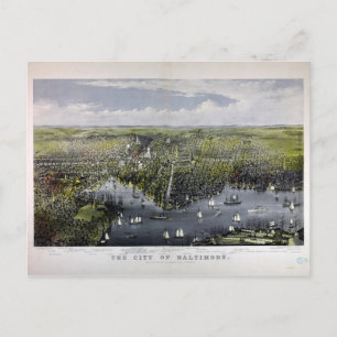 \Staden Baltimore by Currier & Ives (1880) Vykort