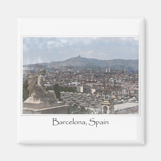 Staden Barcelona Spain Cityscape Magnet (Framsidan)