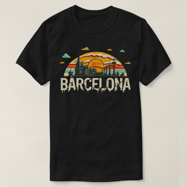 Staden Barcelona Spanien T Shirt (Design framsida)