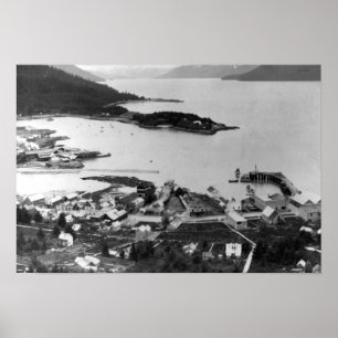 Staden beskådar av Wrangell, Alaska fotograferar Poster