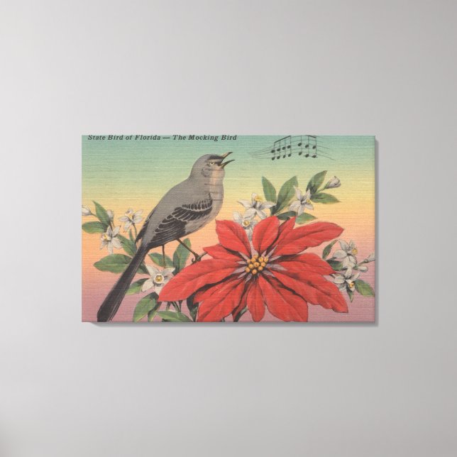 Staden Bird of FloridaMocking BirdFlorida Canvastryck (Framsida)