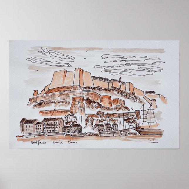 Staden Bonifacio | Korsika, Frankrike Poster (Framsidan)