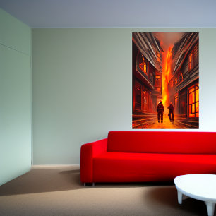 Staden brinner AI Art Poster