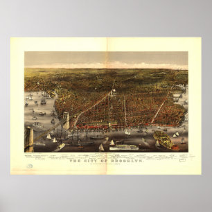 Staden Brooklyn New York av Currier och Ives 1879 Poster