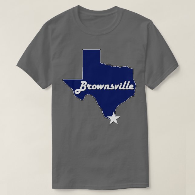 Staden Brownsville Texas Lone State Karta Navy Blu T Shirt (Design framsida)