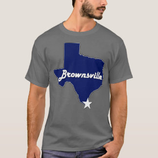 Staden Brownsville Texas Lone State Karta Navy Blu T Shirt