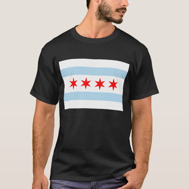 Staden Chicago Flagga Souvenir Tee (Framsida)