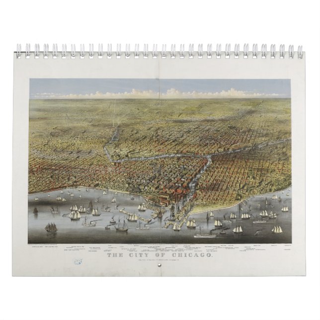 Staden Chicago Illinois från 1874 Kalender (Omslag)