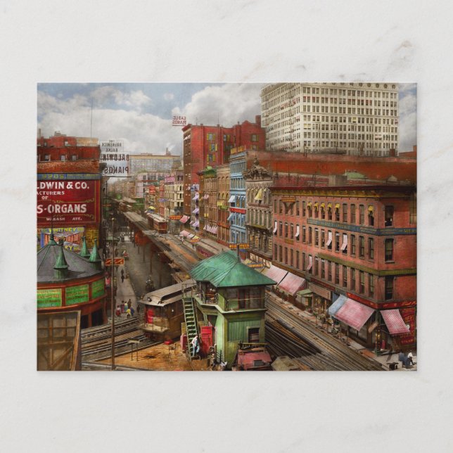 Staden - Chicago - Piano Row 1907 Vykort (Framsida)