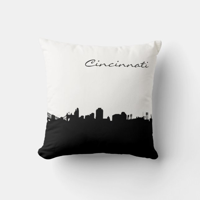 Staden Cincinnati Ohio Skyline Landmark Pillow Kudde (Framsida)