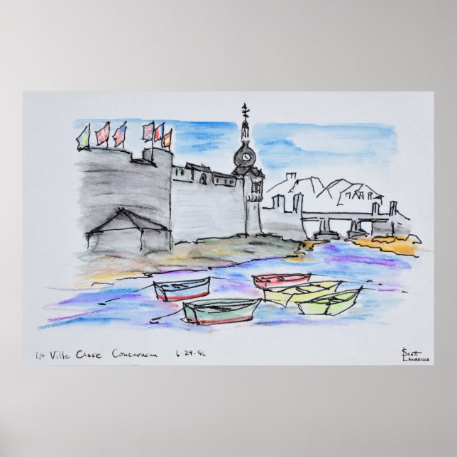 Staden Concarneau | Finistere, Bretagne Poster (Framsidan)