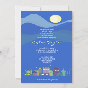 Staden David Judiska Baby Naming Inbjudan Hebrew