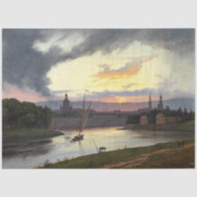 Staden Dresden vid Sunset (tyska landskapet)