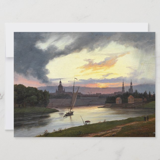 Staden Dresden vid Sunset (tyska landskapet) Kort (Framsida)
