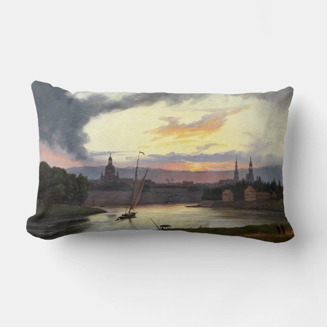 Staden Dresden vid Sunset (tyska landskapet) Lumbarkudde (Framsida)