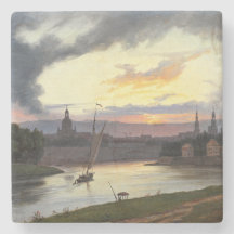 Staden Dresden vid Sunset (tyska landskapet)