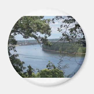 Staden Dubuque, Iowa vid floden Mississippi Magnet