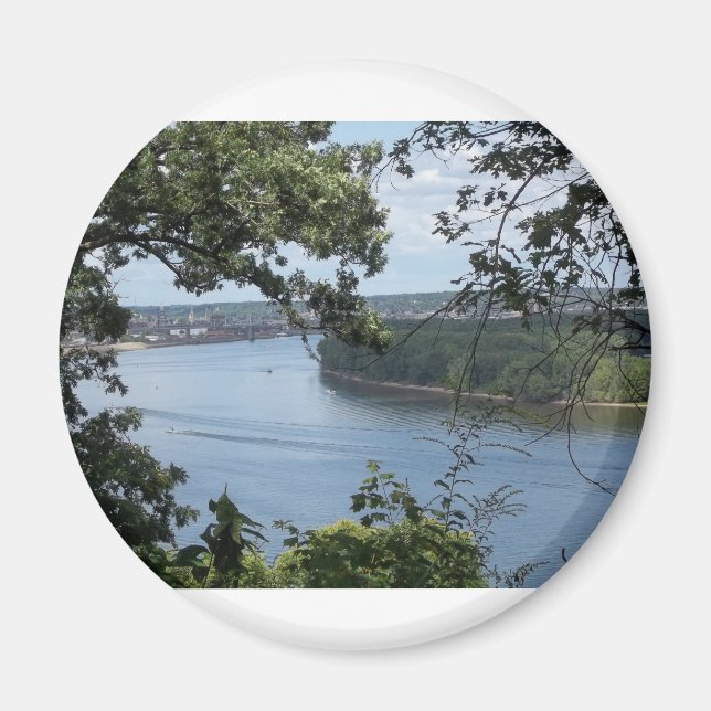 Staden Dubuque, Iowa vid floden Mississippi Magnet (Framsidan)