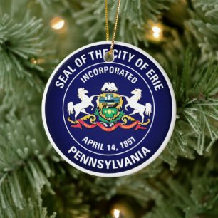 Staden Erie, Pennsylvania Julgransprydnad Keramik