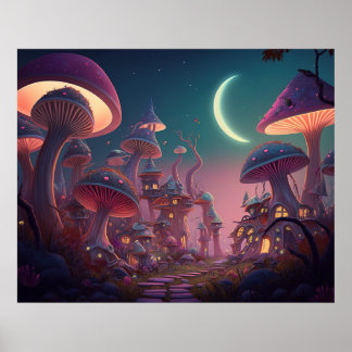 Staden Fantasy Mushroom Poster