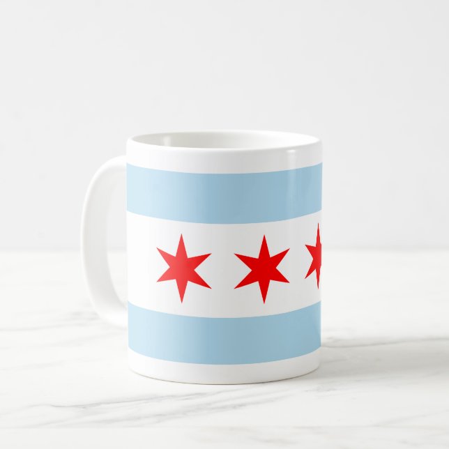Staden Flagga of Chicago (Illinois) Kaffemugg (Framsida vänster)