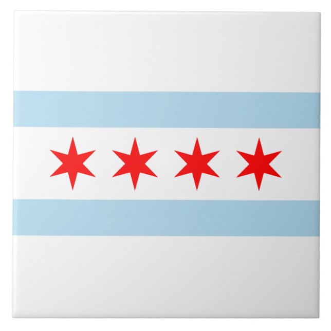 Staden Flagga of Chicago (Illinois) Kakelplatta (Framsidan)