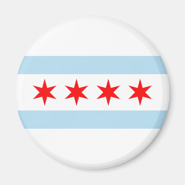 Staden Flagga of Chicago (Illinois) Magnet (Framsidan)