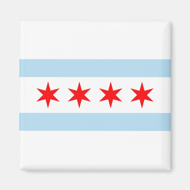 Staden Flagga of Chicago (Illinois) Magnet (Framsidan)