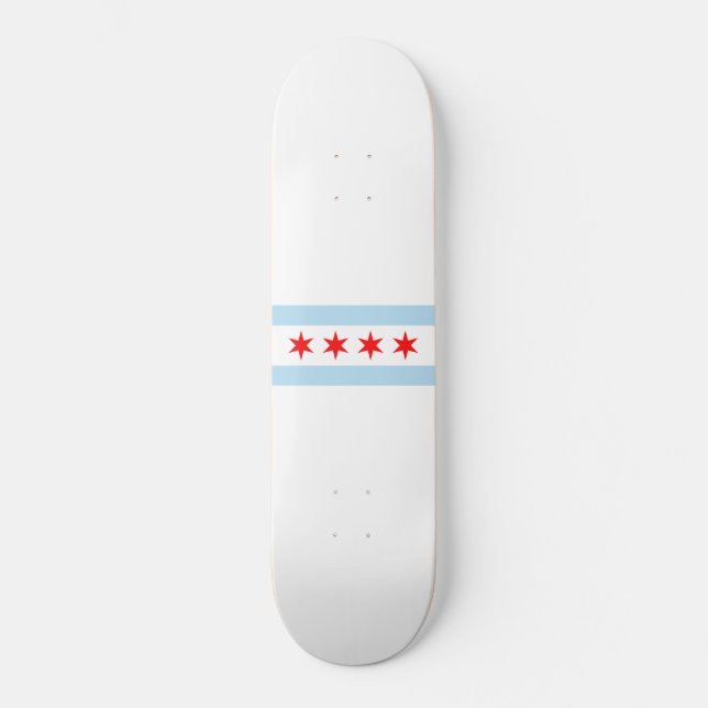 Staden Flagga of Chicago (Illinois) Mini Skateboard Bräda 18,5 Cm (Framsida)