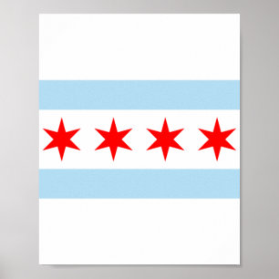 Staden Flagga of Chicago (Illinois) Poster