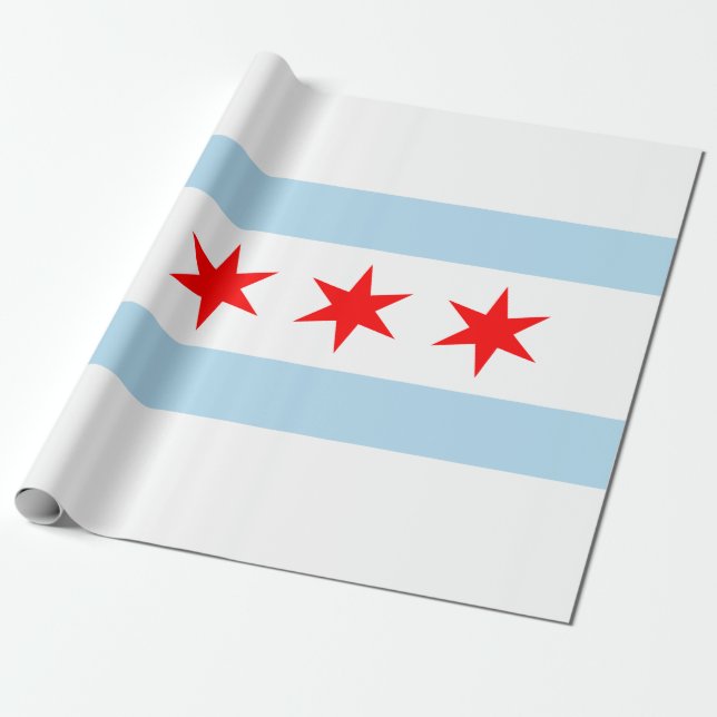 Staden Flagga of Chicago (Illinois) Presentpapper (Utrullad)