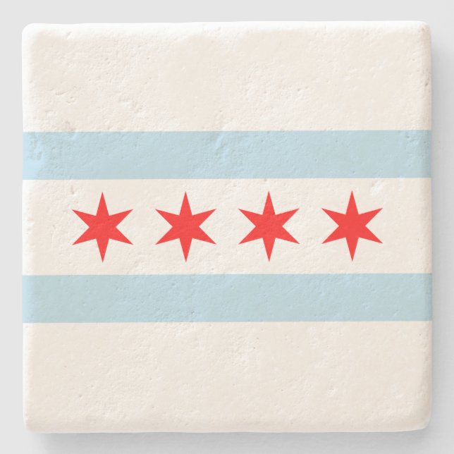 Staden Flagga of Chicago (Illinois) Stenunderlägg (Framsidan)