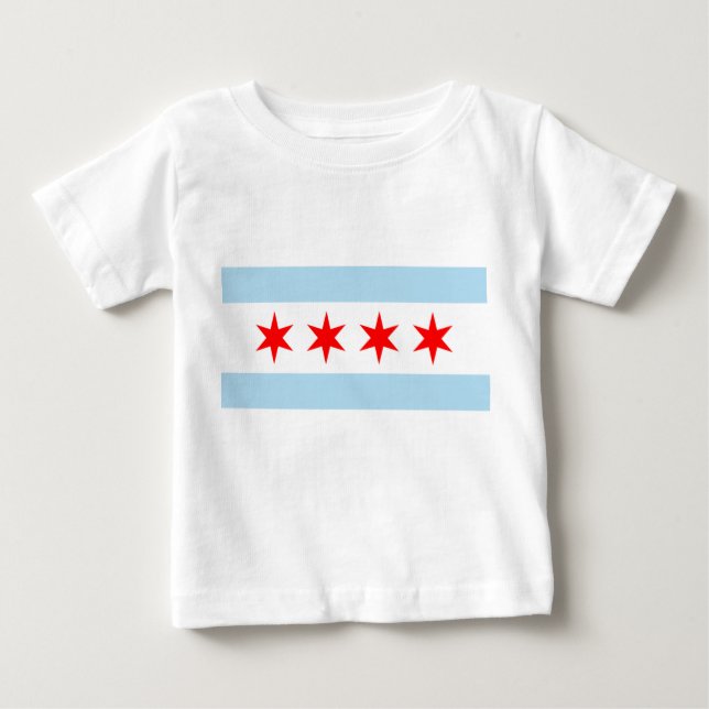Staden Flagga of Chicago (Illinois) T Shirt (Framsida)